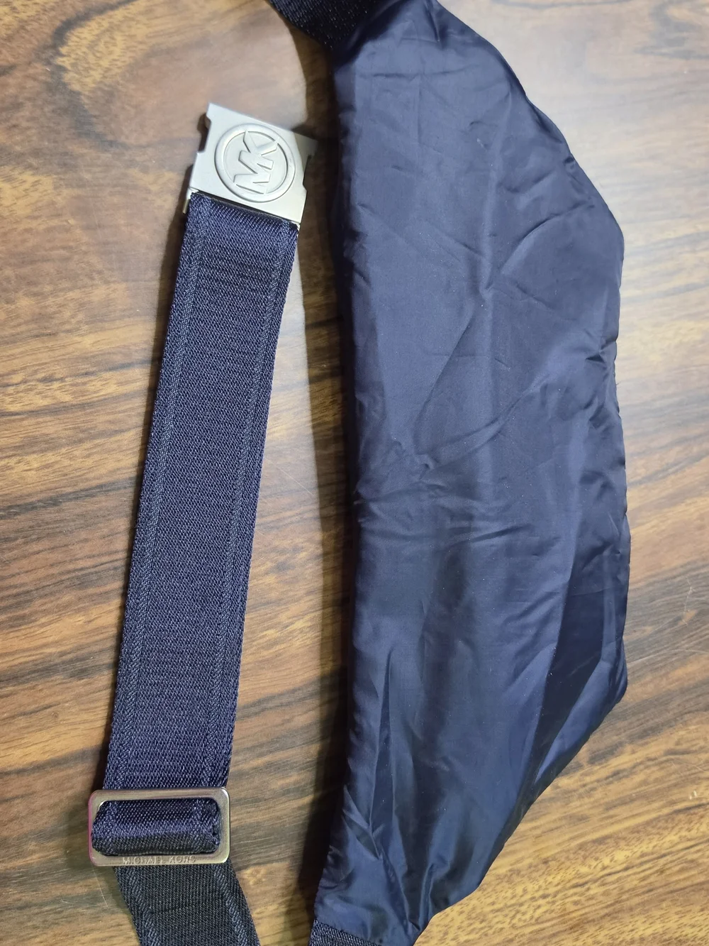 Michael Kors Navy Blue Nylon Crossbody Belt Bag Fanny Pack Silver Buckle